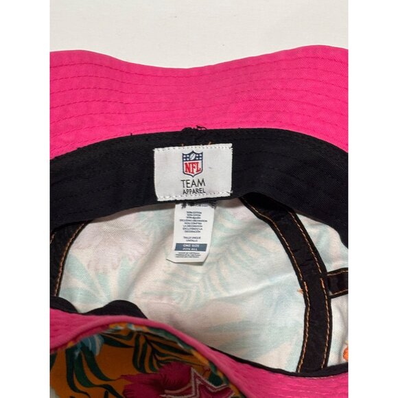 NFL Team Apparel Reversible Floral Bucket Hat One Size 100% Cotton Pink & Orange - Picture 5 of 5